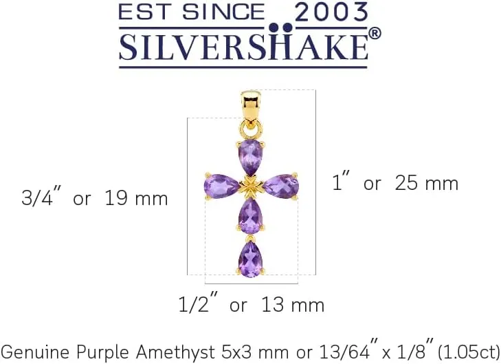 Silvershake Genuine Birthstone Gemstone White Gold Plated 925 Sterling Silver Cross Pendant or Pendant with 18 Inch Chain Necklace Jewelry for Women