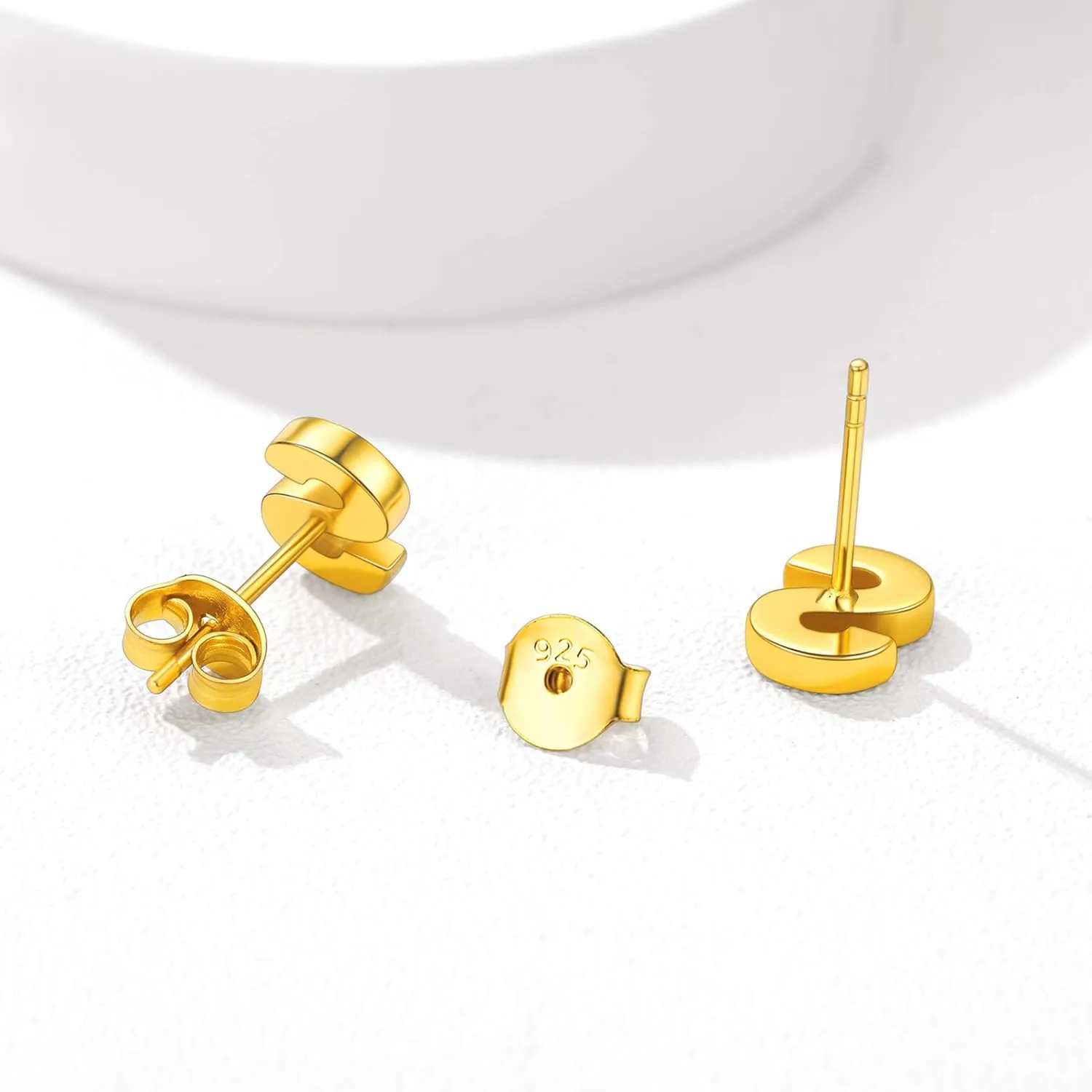 Silvora 925 Sterling Silver Initial Earrings Stud, Simple Gold Letter A-Z Studs for Women Hypoallergenic,with Gift Box