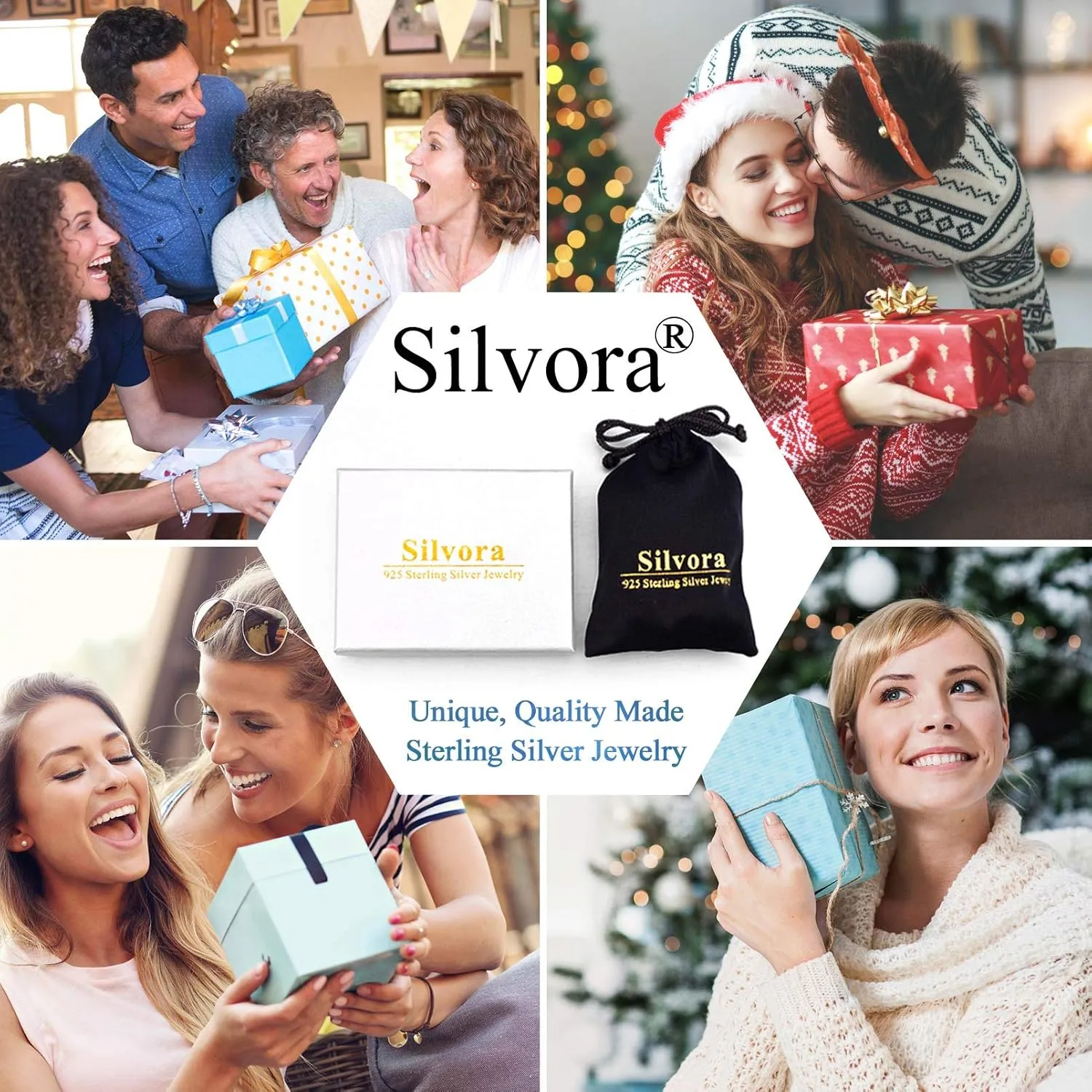 Silvora 925 Sterling Silver Initial Earrings Stud, Simple Gold Letter A-Z Studs for Women Hypoallergenic,with Gift Box