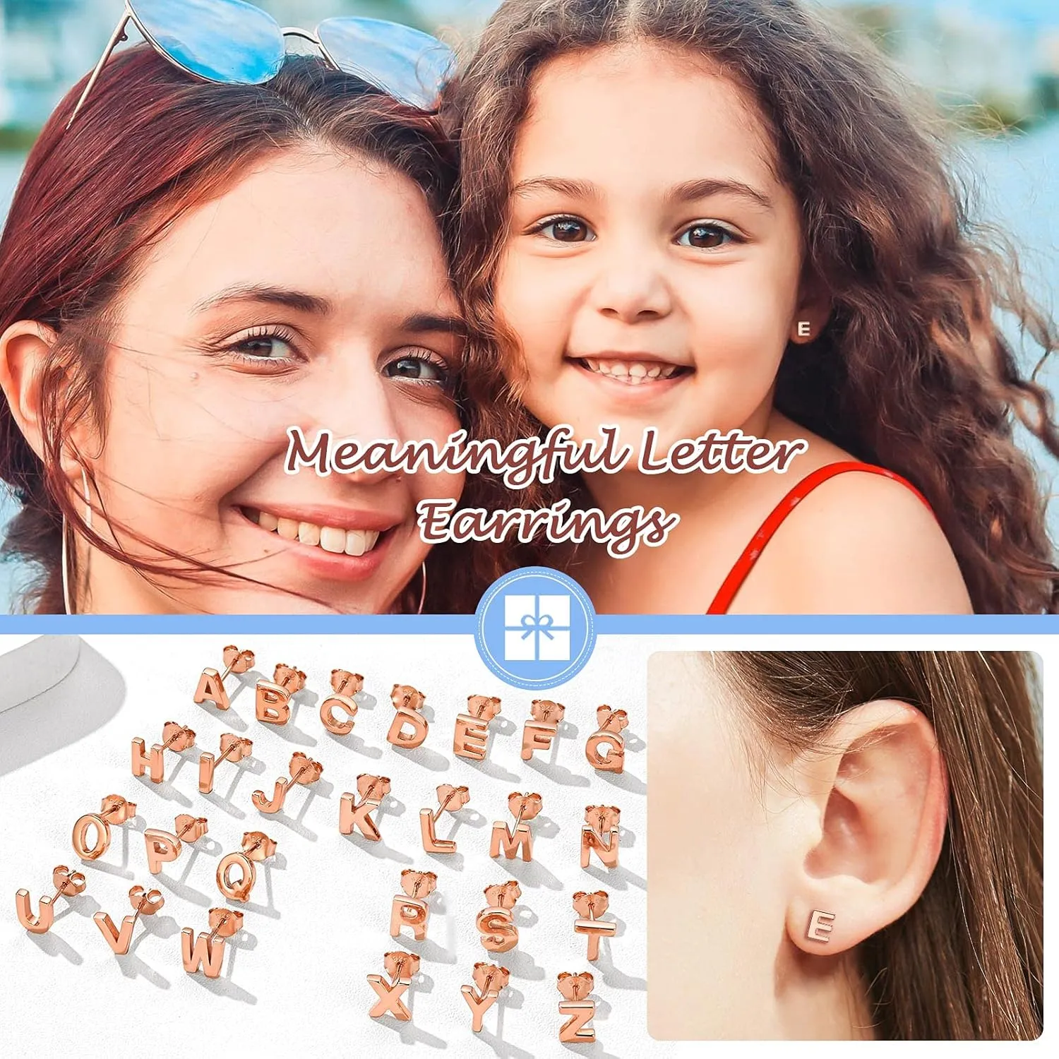 Silvora 925 Sterling Silver Stud Earrings Simple Initial Letter A-Z Studs for Women Hypoallergenic,with Gift Box