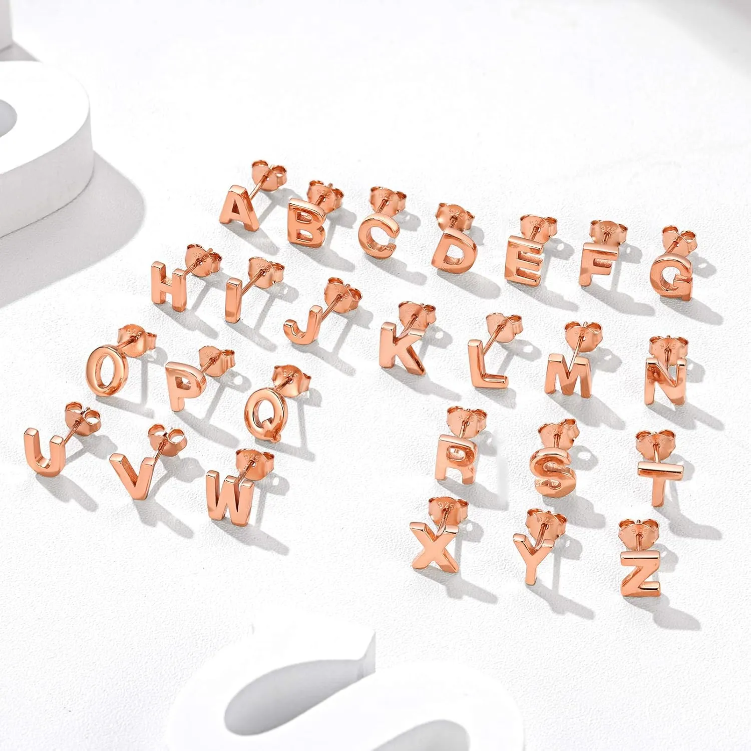 Silvora 925 Sterling Silver Stud Earrings Simple Initial Letter A-Z Studs for Women Hypoallergenic,with Gift Box