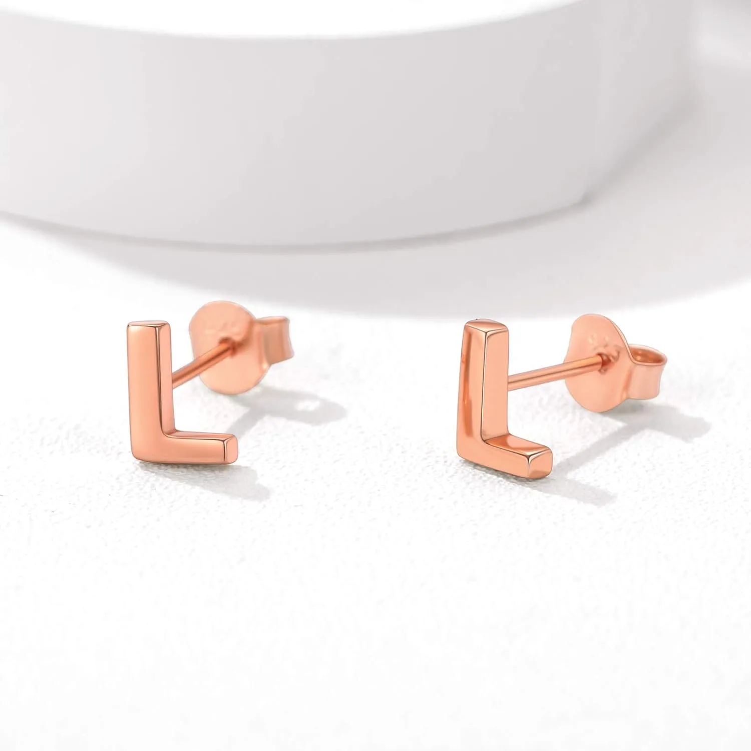 Silvora 925 Sterling Silver Stud Earrings Simple Initial Letter A-Z Studs for Women Hypoallergenic,with Gift Box