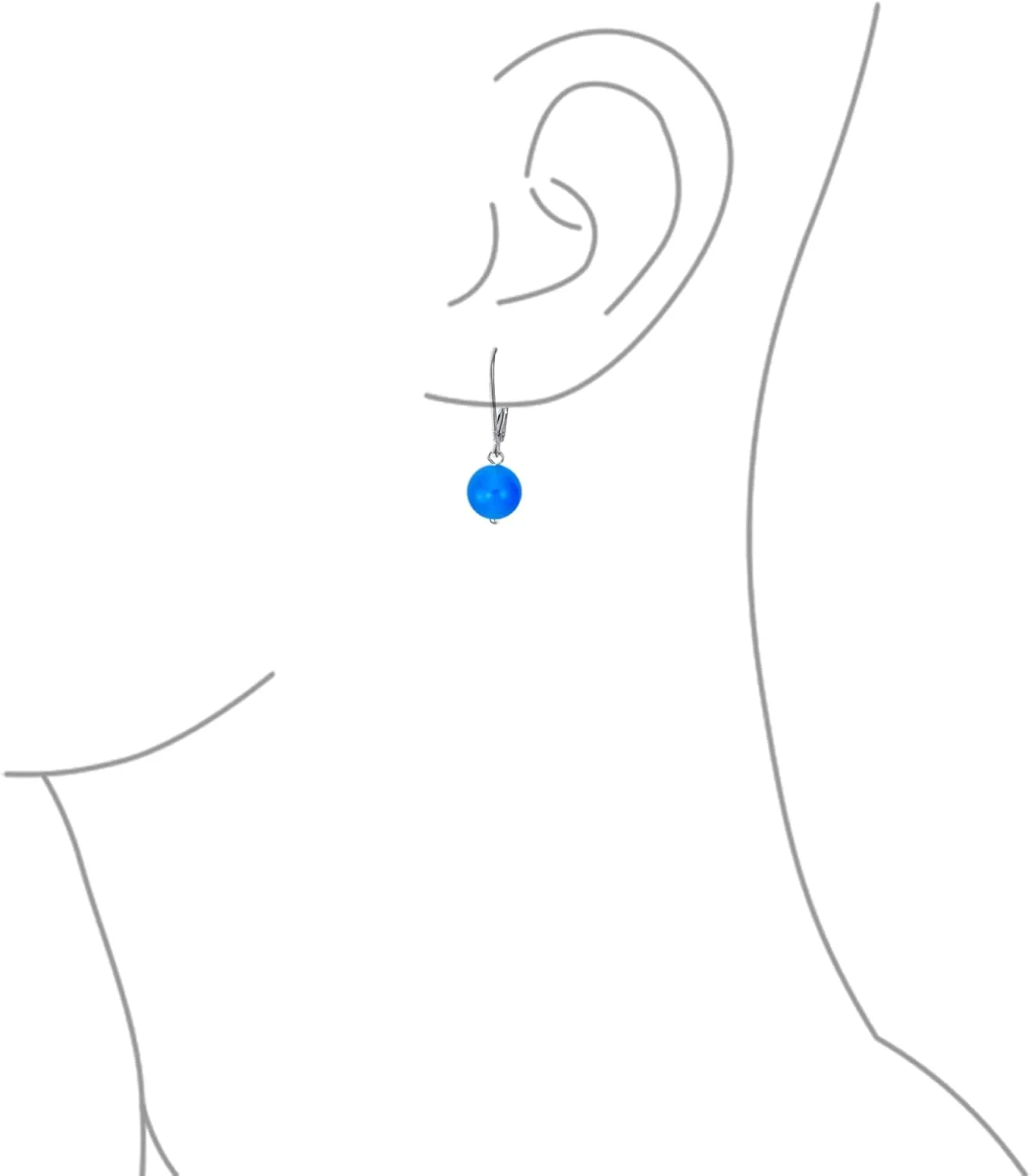 Simple Basic Gemstone Round 8MM Bead Ball Drop Dangle Earrings For Women Teen Secure Hinge Lever back .925 Sterling Silver Birthstones More Colors