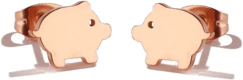 Simple Pig Stainless Steel Stud Earrings for Women Teen Girls Cartilage Hypoallergenic Tiny Small Studs Earring Minimalist Jewelry