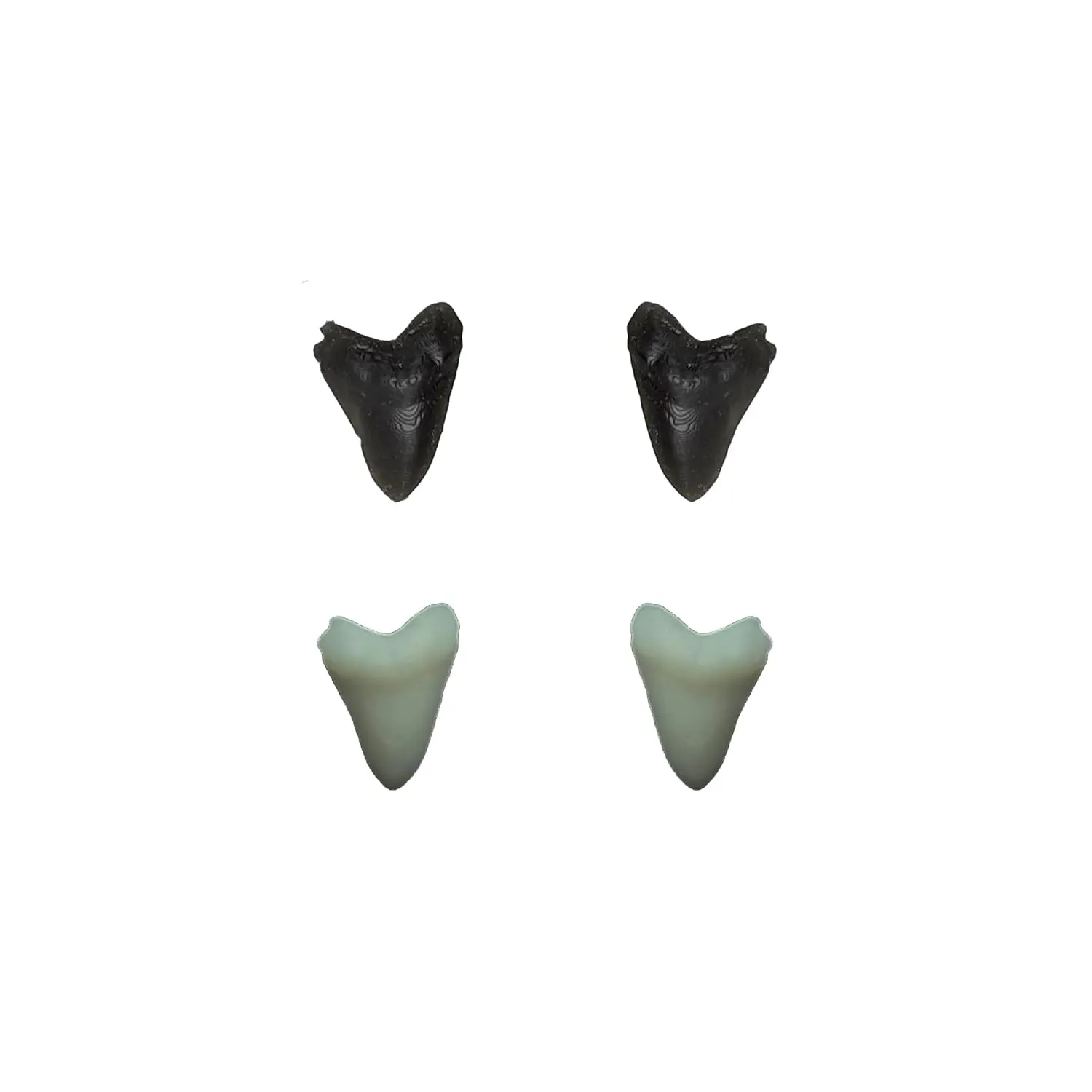 Simple Shark Tooth Stud Earrings Men/Women/Child Plant-Based Polymer Resin (Vegan Jewelry) (Black, Rose Gold)