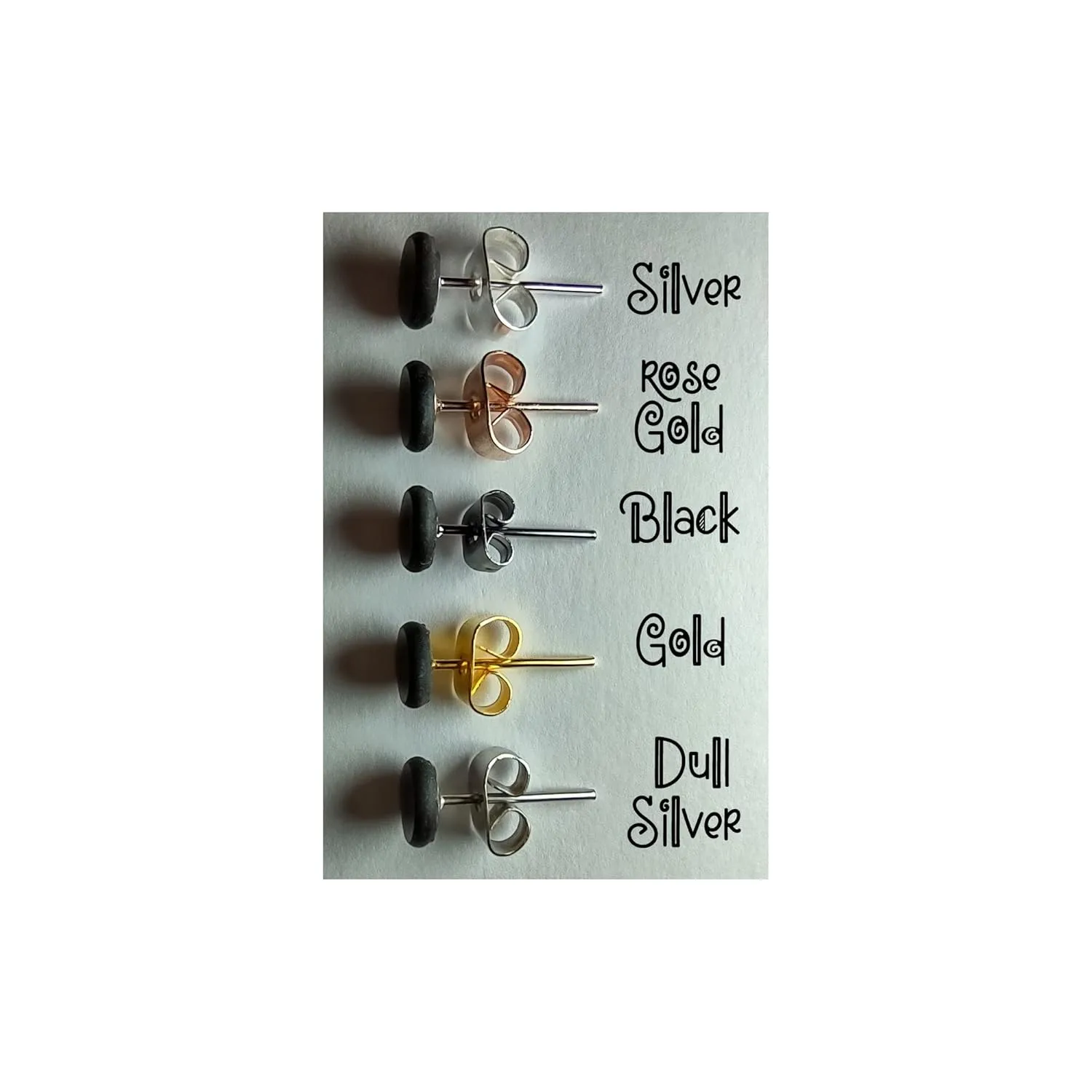 Simple Shark Tooth Stud Earrings Men/Women/Child Plant-Based Polymer Resin (Vegan Jewelry) (Black, Rose Gold)