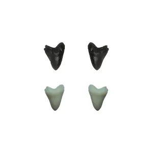 Simple Shark Tooth Stud Earrings Men/Women/Child Plant-Based Polymer Resin (Vegan Jewelry) (Black, Rose Gold)