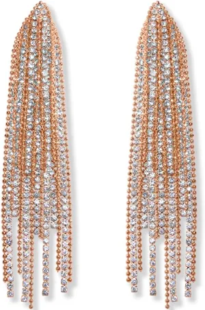 Simulated Diamond Long Earrings for Women - Cubic Zirconia Crystal Statement Dangle Earrings - Hypoallergenic and Safe for Sensitive Ears