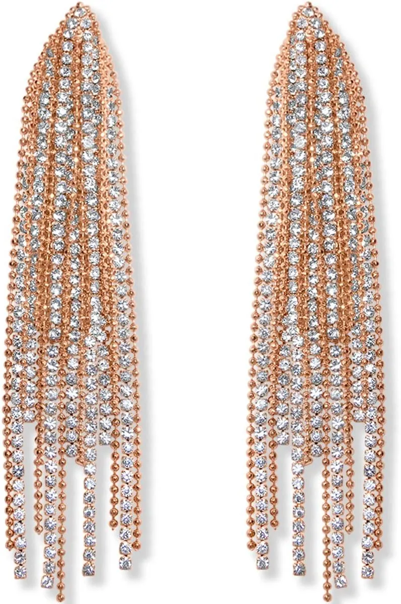 Simulated Diamond Long Earrings for Women - Cubic Zirconia Crystal Statement Dangle Earrings - Hypoallergenic and Safe for Sensitive Ears