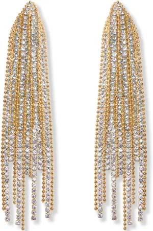 Simulated Diamond Long Earrings for Women - Cubic Zirconia Crystal Statement Dangle Earrings - Hypoallergenic and Safe for Sensitive Ears