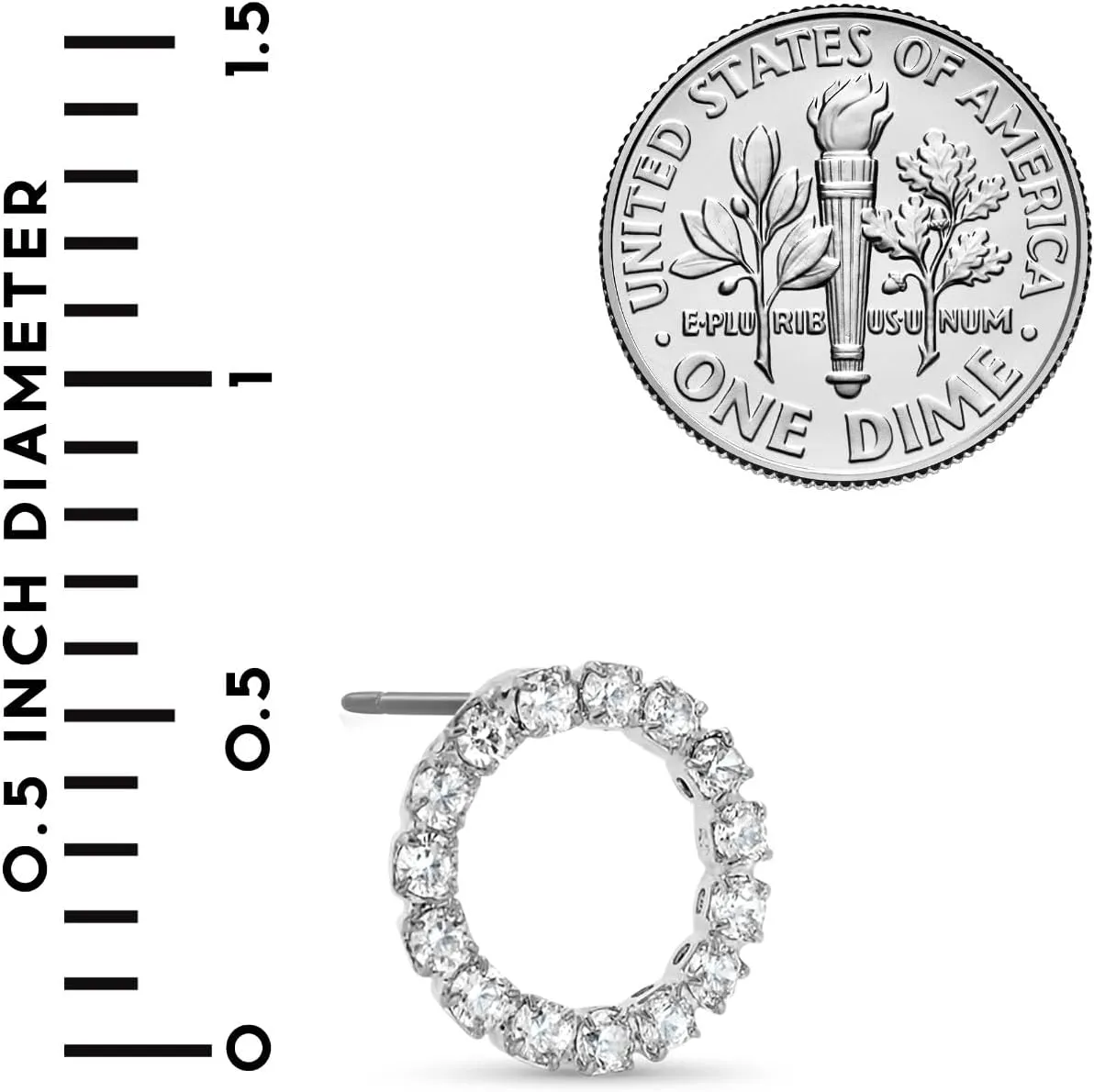 Simulated Diamond Stud Earrings for Women - Small Circle or Teardrop Cubic Zirconia Studs, Hypoallergenic and Safe for Sensitive Ears