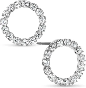 Simulated Diamond Stud Earrings for Women - Small Circle or Teardrop Cubic Zirconia Studs, Hypoallergenic and Safe for Sensitive Ears