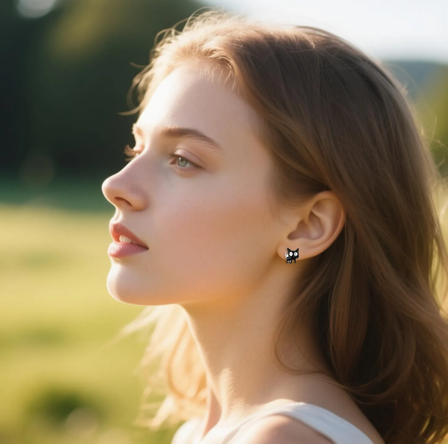 SLUYNZ Sterling Silver Cat Earrings Studs for Women Teen Girls Black White Cat Studs Earrings Cute Animal Earrings