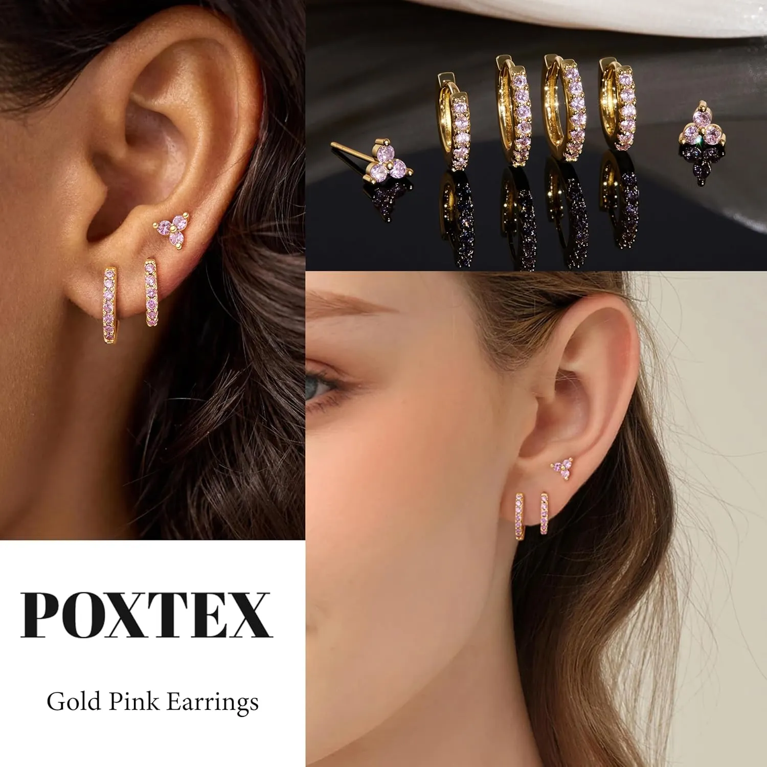 Small Hoop Earrings for Women, Diamond Stud Huggie Cartilage Earrings Set for Multiple Piercing, 3 Pairs Trendy Jewelry Gifts