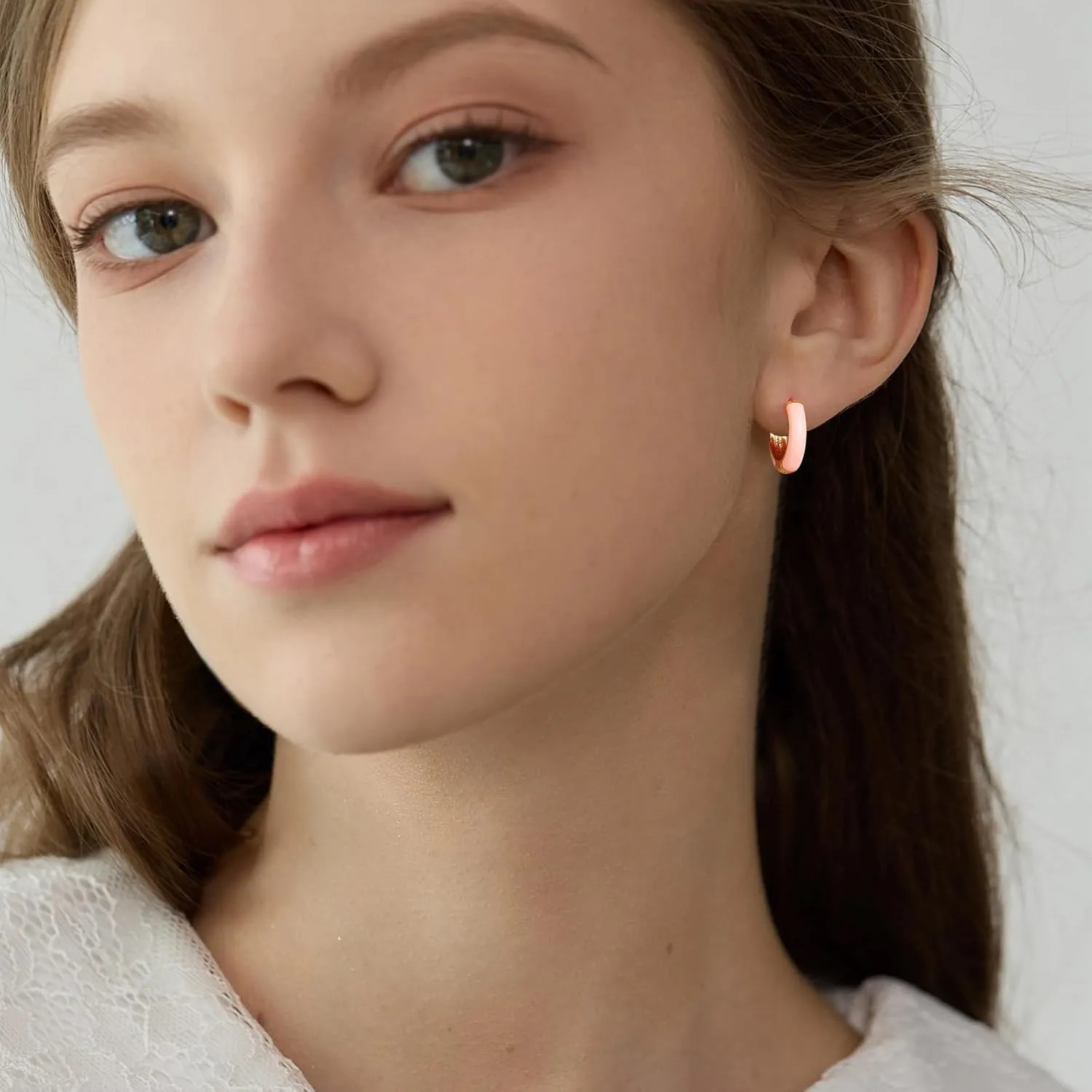 Small Hoop Enamel Earrings for Women, 18K Gold Plated Colorful Hypoallergenic Cute Cubic Zirconia Huggie Earring Gifts for Women