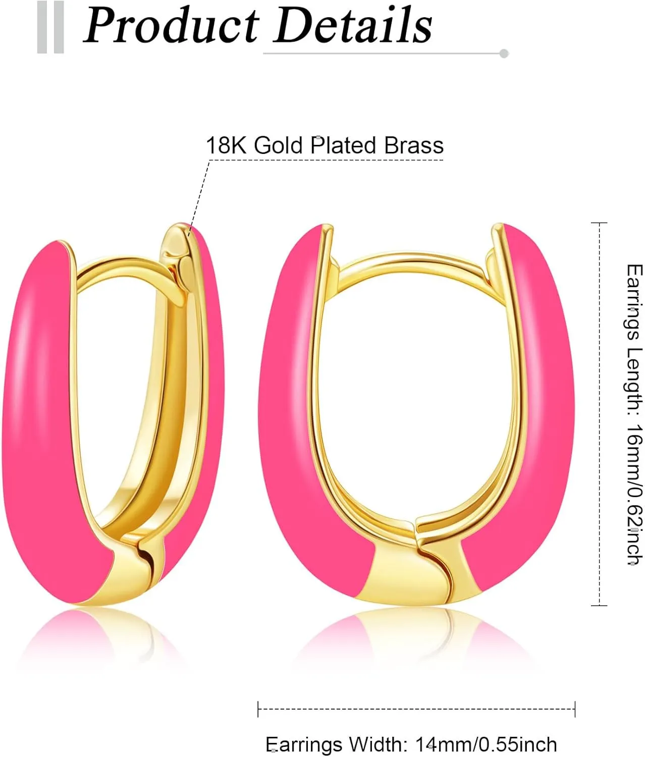 Small Hoop Enamel Earrings for Women, 18K Gold Plated Colorful Hypoallergenic Cute Cubic Zirconia Huggie Earring Gifts for Women