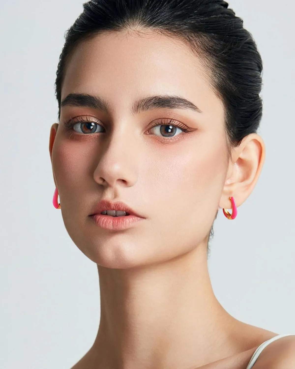 Small Hoop Enamel Earrings for Women, 18K Gold Plated Colorful Hypoallergenic Cute Cubic Zirconia Huggie Earring Gifts for Women