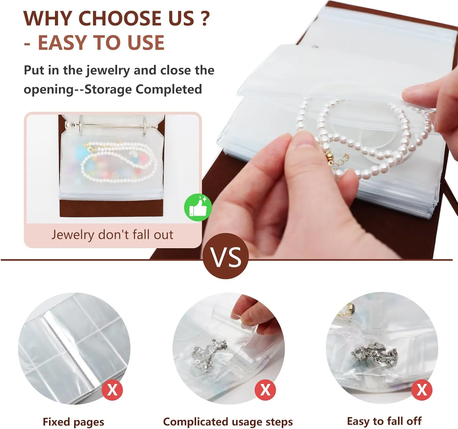 Small Jewelry Storage Book Portable Travel Mini Jewelry Organizer Binder Case for Earrings Necklace Bracelet Ring Holder with Clear Pocket Sheets Pouches(BLACK)