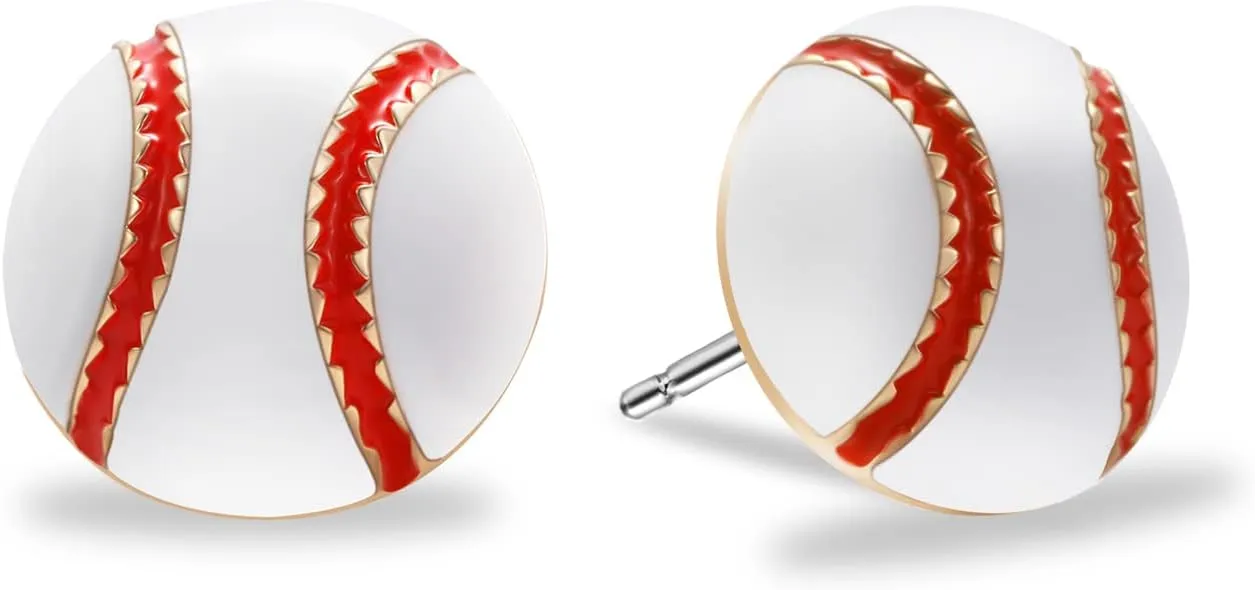 SmileBelle Sterling Silver Sports Earrings, Hypoallergenic Volleyball Earrings, Soccer, Basketball Jewelry Baseball Golf Stud for Women Mom as Sports Fan Senior Night Gift Teen Stuff Accessories