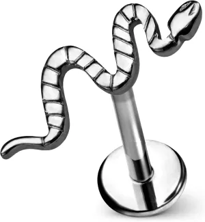 Snake Flat Back Stud  Single Titanium Earring, Push Pin Design for Sensitive Ears  (Single Earring)