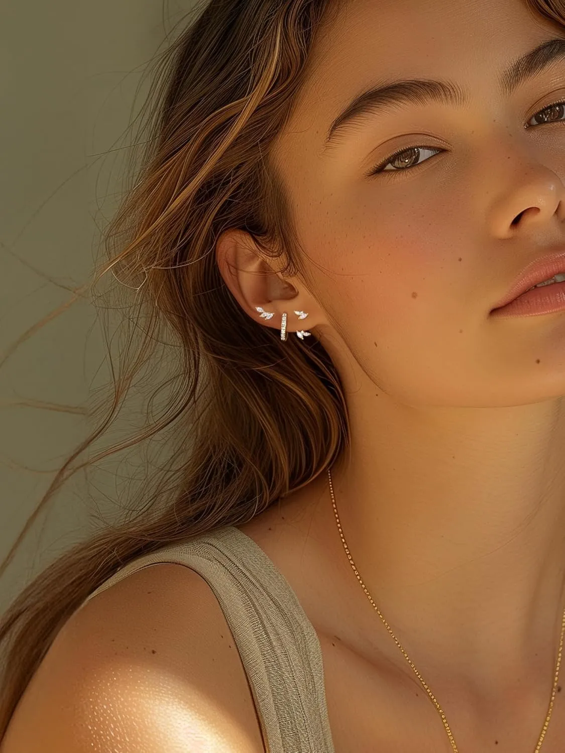 SNZM S925 Earrings Set for Women, S925 Sterling Silver Dainty Huggie Hoop Earrings, 3 Pairs Hypoallergenic Earrings Trendy Small Gold Earring Stacks Multiple Piercing,Start Earrings Set