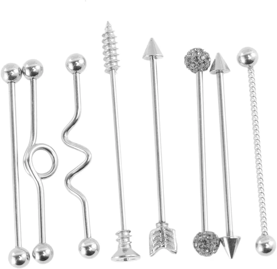 SOIMISS 16 Pcs Cambered Barbell Body Jewelry Stainless Steel Studs Screwback Earrings Screw Back Earring Belly Button Rings Bracket Accessories Navel Ring Golden Puncture Stainless
