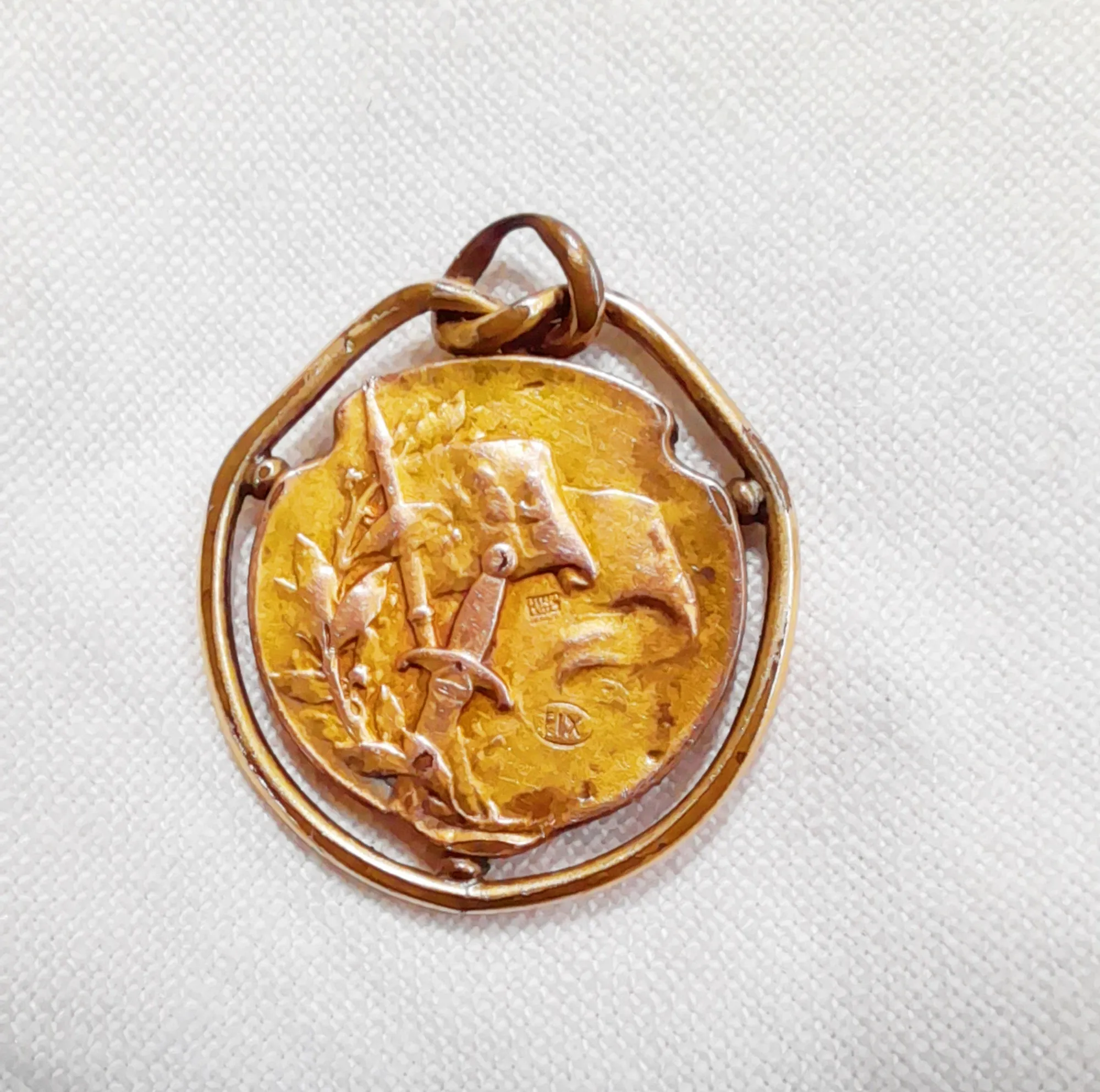 SOLD Art Nouveau Pendant Of Joan Of Arc By Edmond Henri Becker, 18ct Gold Filled, French Fixe, Circa 1910