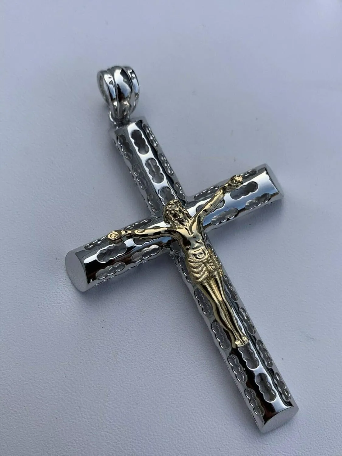 Solid 925 Sterling Silver Men's Cross With Jesus Pendant - 1-3" Small Medium Or Large Crucifix - Necklace