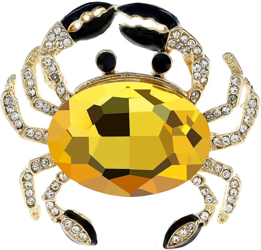 Sparkling Crab Lapel Brooch Pin for Women Girls Unisex Animal Rhinestone Crystal Pins Clip Dress Coat Clothes Accessories Brooches Pins Cute Jewelry Gifts