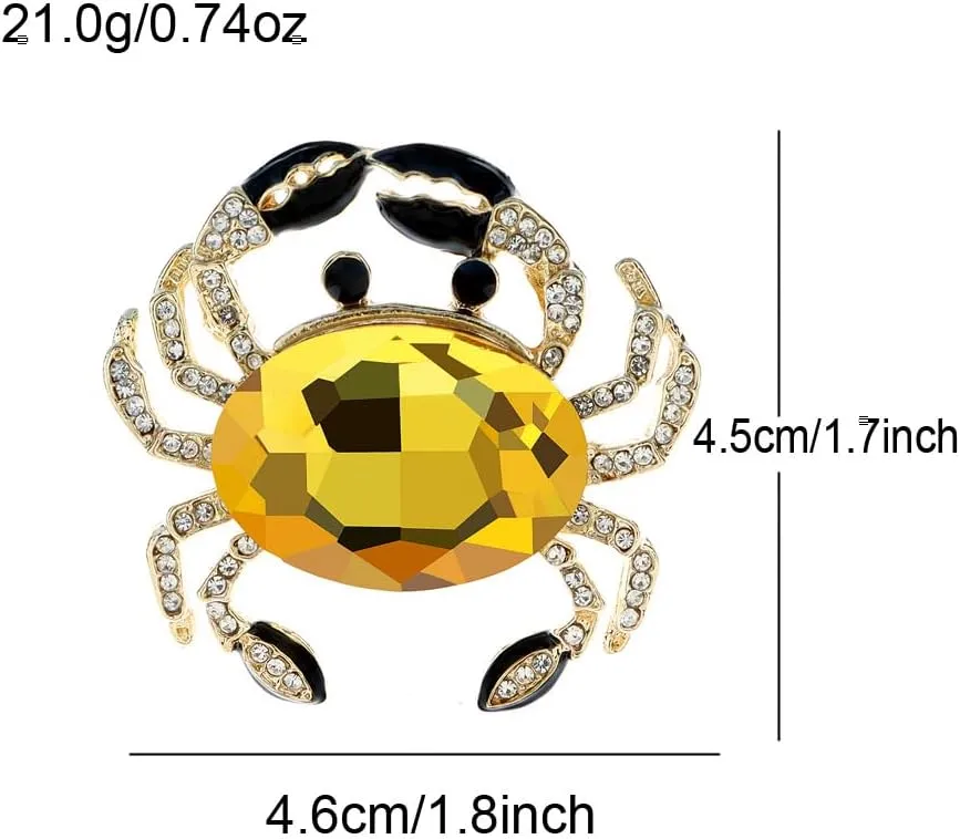 Sparkling Crab Lapel Brooch Pin for Women Girls Unisex Animal Rhinestone Crystal Pins Clip Dress Coat Clothes Accessories Brooches Pins Cute Jewelry Gifts