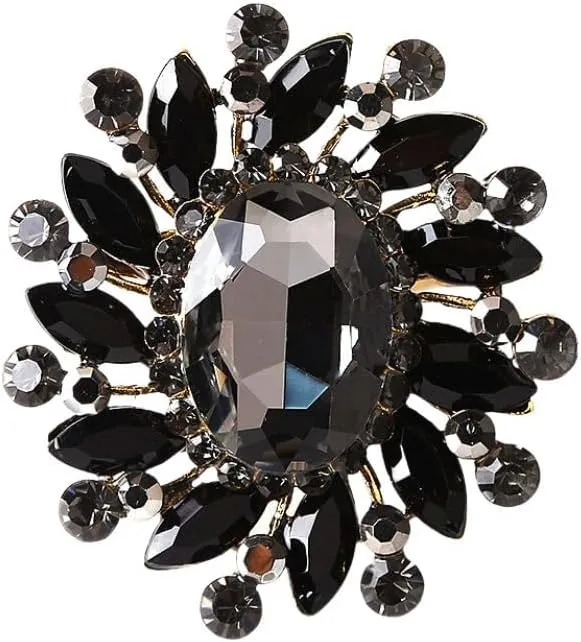 Sparkly Rhinestone Flower Brooch Pin for Women Girls Austrian Crystal Floral Pins Clip Suit Dress Coat Clothes Accessories Brooches Pins Dainty Jewelry Gifts for Bride Wedding