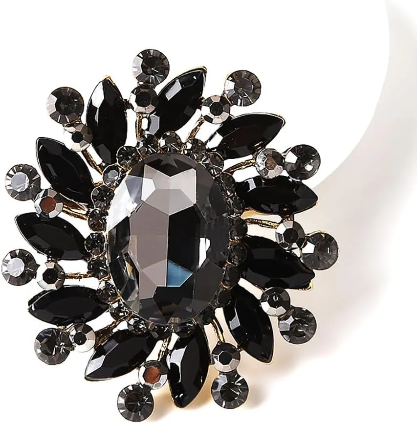 Sparkly Rhinestone Flower Brooch Pin for Women Girls Austrian Crystal Floral Pins Clip Suit Dress Coat Clothes Accessories Brooches Pins Dainty Jewelry Gifts for Bride Wedding