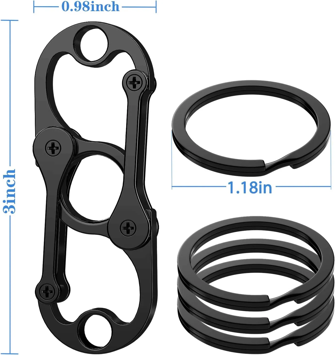 Special Key Chain, Heavy Duty Carabiner Clip Keychain Opener with 4 Key Rings for Men and Women