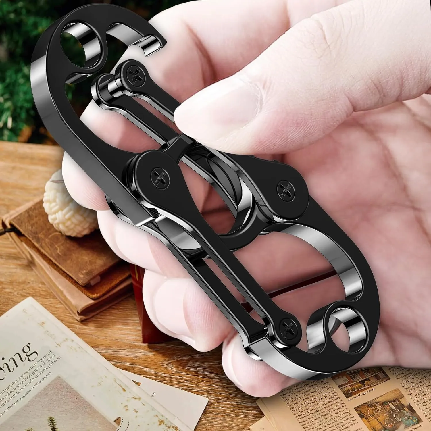 Special Key Chain, Heavy Duty Carabiner Clip Keychain Opener with 4 Key Rings for Men and Women