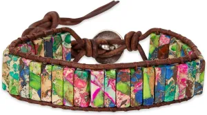 SPUNKYsoul Boho Beaded Handmade Wrap Leather Tube Crystal Stone Bracelet for Women