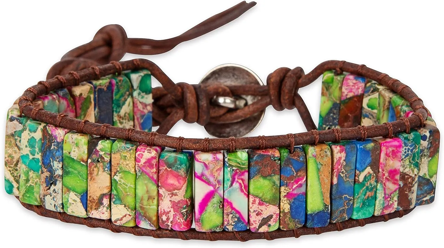 SPUNKYsoul Boho Beaded Handmade Wrap Leather Tube Crystal Stone Bracelet for Women