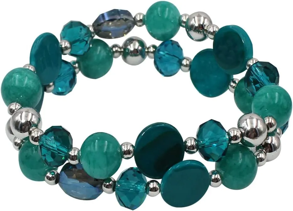 Stackable Beaded Bracelet for Women Multilayered Colorful Cute Turquoise Crystal Stretch Bracelet Trendy Costume Jewelry Holiday Gifts for Women