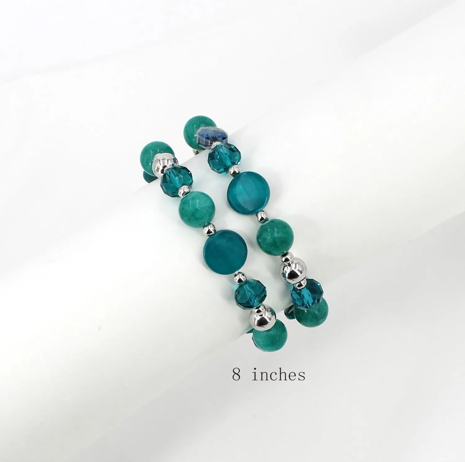 Stackable Beaded Bracelet for Women Multilayered Colorful Cute Turquoise Crystal Stretch Bracelet Trendy Costume Jewelry Holiday Gifts for Women