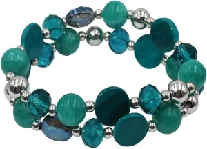 Stackable Beaded Bracelet for Women Multilayered Colorful Cute Turquoise Crystal Stretch Bracelet Trendy Costume Jewelry Holiday Gifts for Women