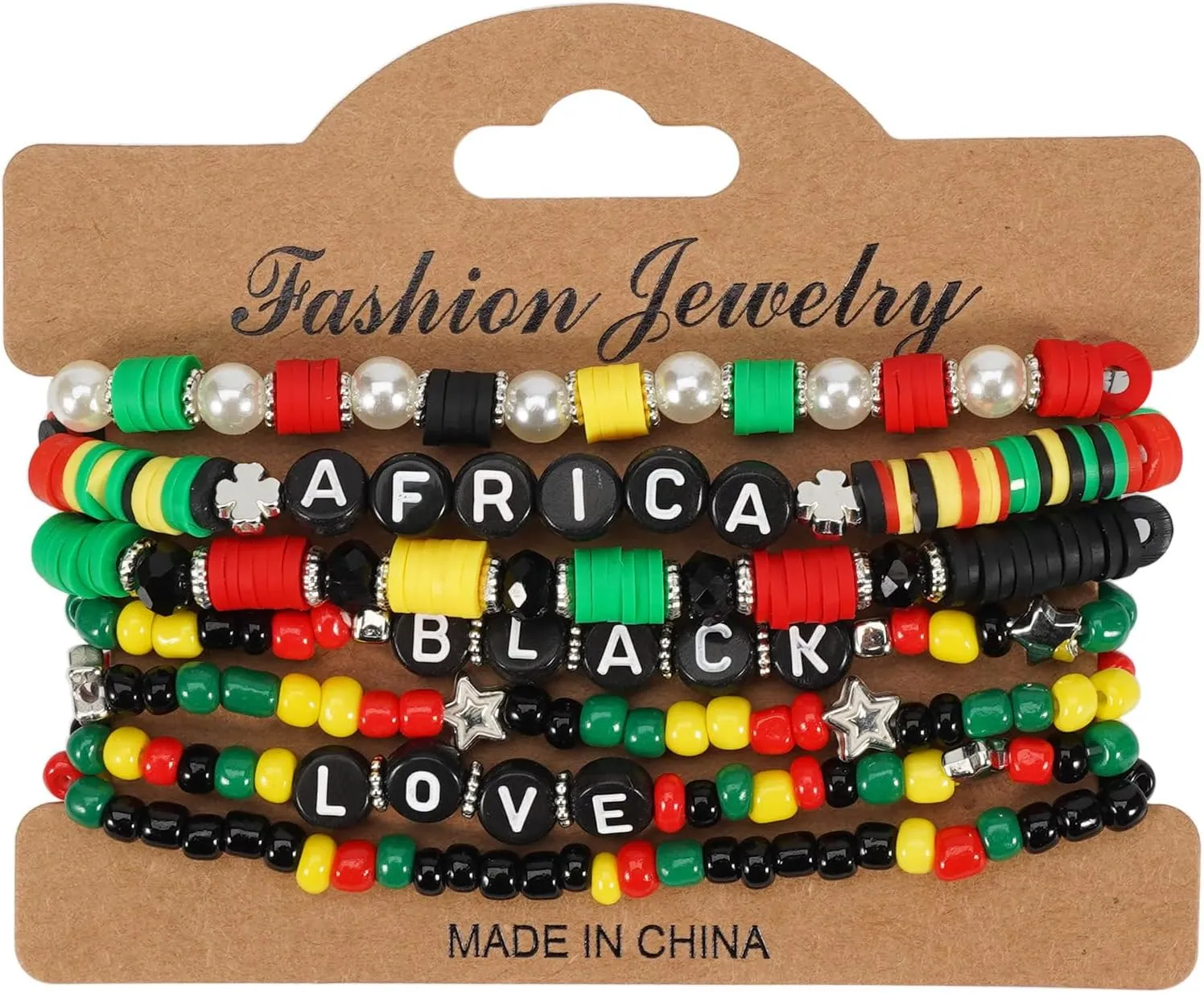 Stackable Handmade Happy Juneteenth Day Beads Bracelet For Men Women Black Freedom Day Kwanzaa Heishi Surfer Bracelets Boho American Festival Party Supplies
