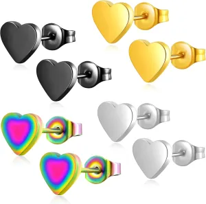 Stainless Steel Tiny Love Heart Button Stud Post Earrings for women earrings studs Dainty Simple hypoallergenic earring