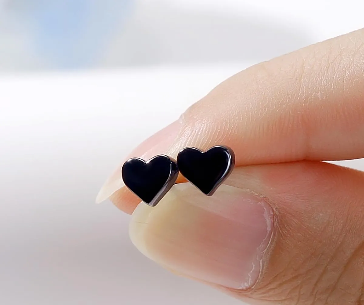 Stainless Steel Tiny Love Heart Button Stud Post Earrings for women earrings studs Dainty Simple hypoallergenic earring