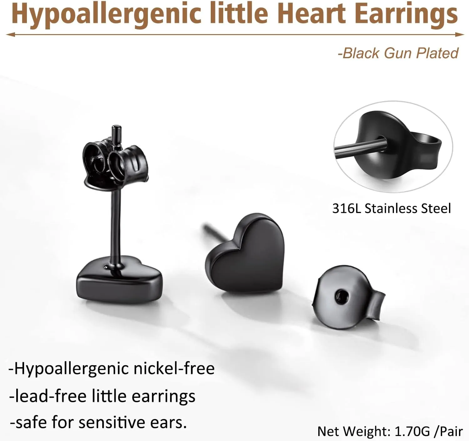 Stainless Steel Tiny Love Heart Button Stud Post Earrings for women earrings studs Dainty Simple hypoallergenic earring