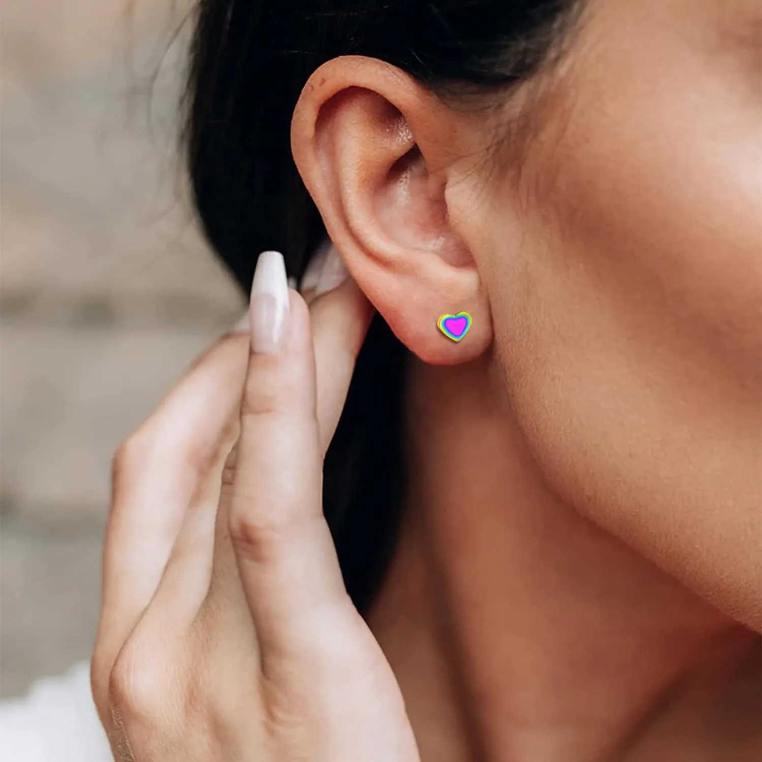 Stainless Steel Tiny Love Heart Button Stud Post Earrings for women earrings studs Dainty Simple hypoallergenic earring