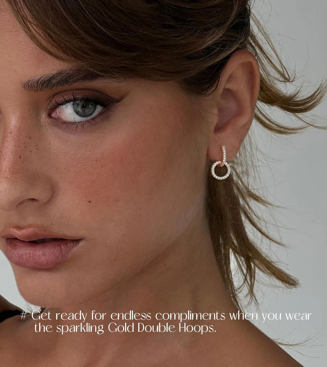 Staligue Gold Earrings for Women Trendy,18K Gold Plated Convertible Gold Double Hoop Earrings Hypoallergenic Lightweight Gold Ovate/Round Link CZ Drop Dangle Earrings Gold Jewelry for Women