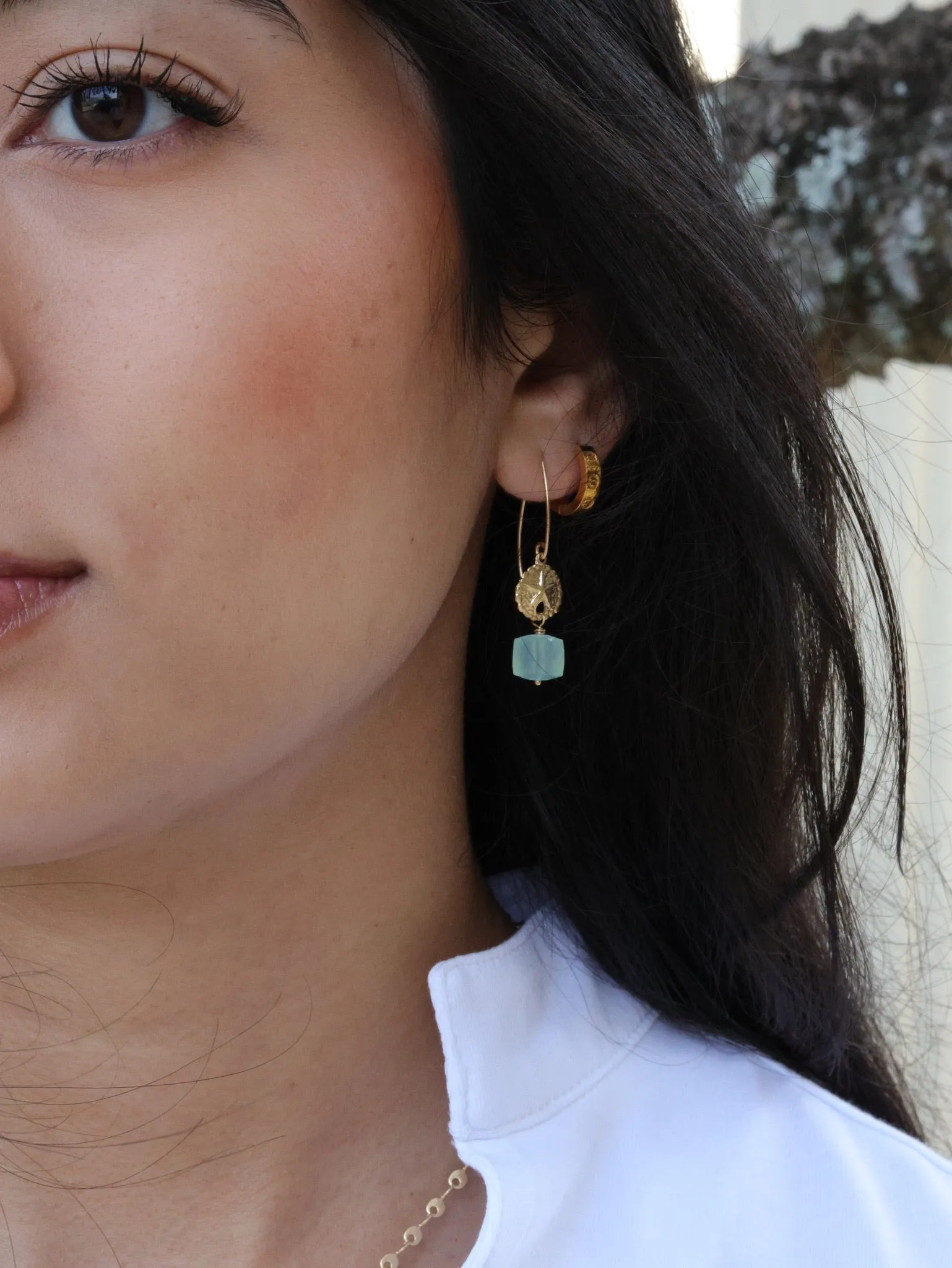 Starfish Peruvian Chalcedony Drop Earrings