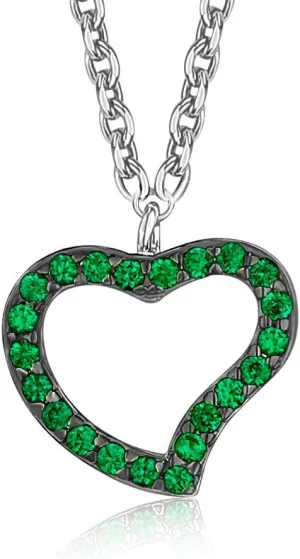Sterling Silver 925 Open Heart Pendant Necklace for Girls CZ on Rolo Chain 15" Italy UNICORNJ Children's