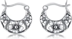 Sterling Silver Boho Filigree/Claddagh/Turtle Hoop Huggie Earrings Boho Claddagh Animal Jewelry Gift for Women