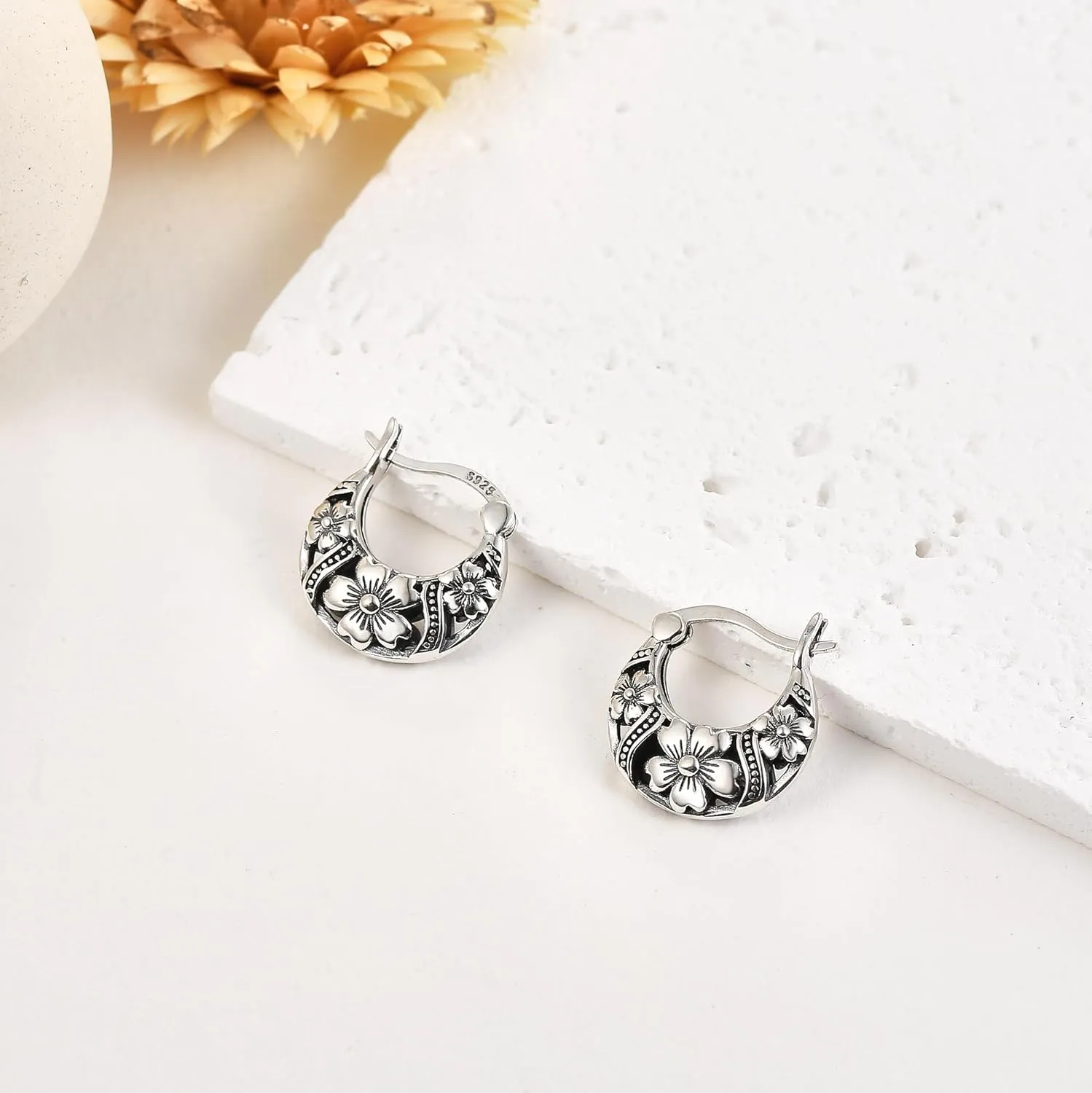 Sterling Silver Boho Filigree/Claddagh/Turtle Hoop Huggie Earrings Boho Claddagh Animal Jewelry Gift for Women