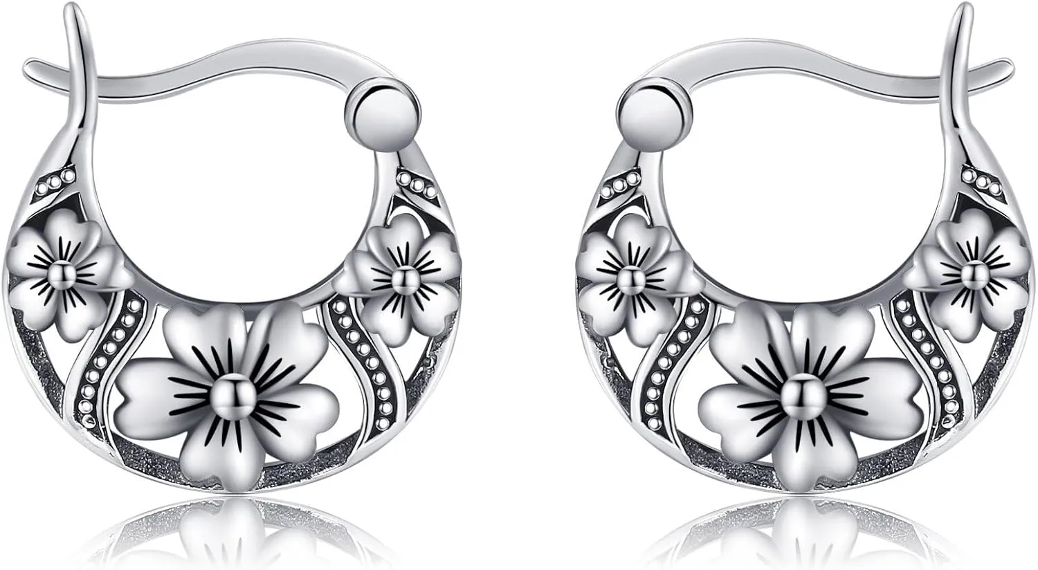 Sterling Silver Boho Filigree/Claddagh/Turtle Hoop Huggie Earrings Boho Claddagh Animal Jewelry Gift for Women